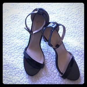 Black two strap high heels